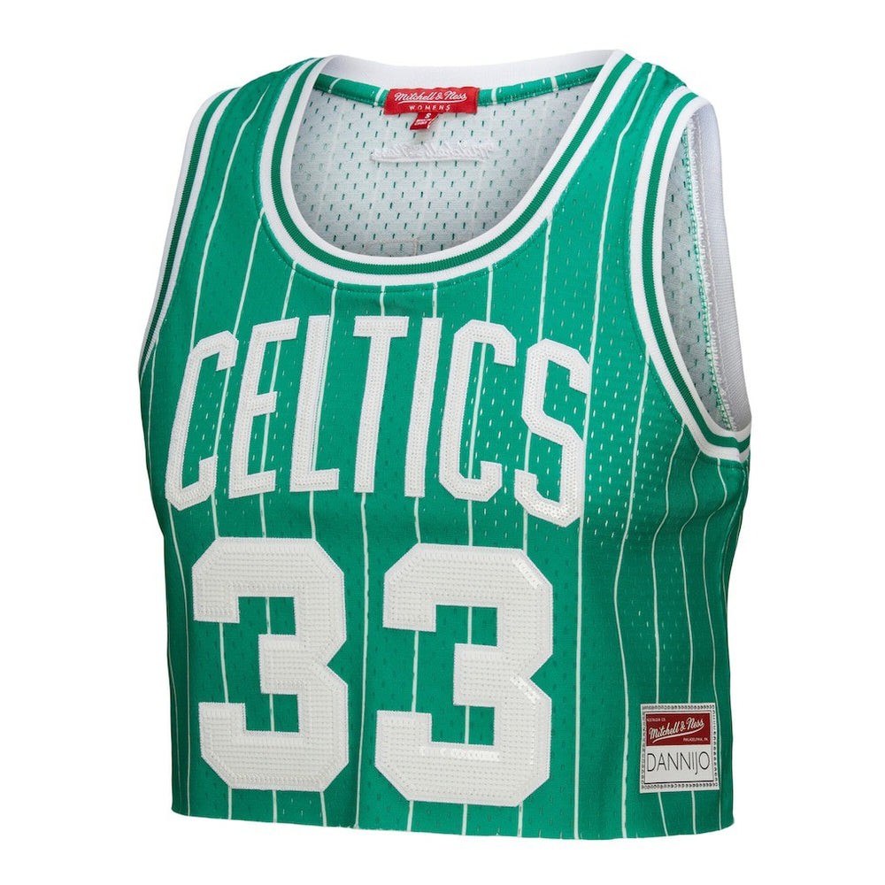 Larry Bird Boston Celtics x DANNIJO Women's Fashion Cropped Basketball Jersey Kelly Green