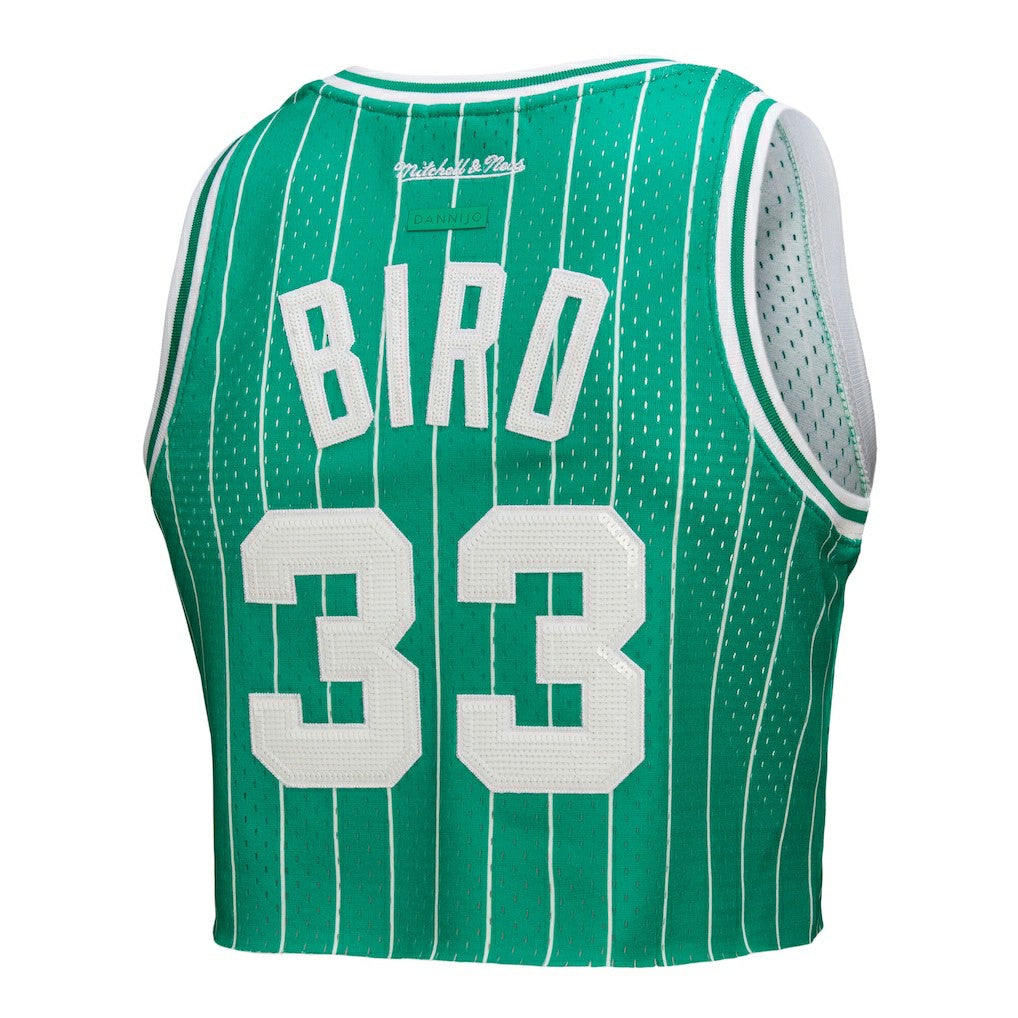 Larry Bird Boston Celtics x DANNIJO Women's Fashion Cropped Basketball Jersey Kelly Green