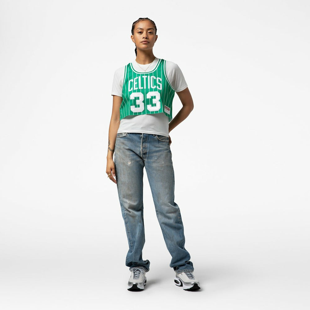 Larry Bird Boston Celtics x DANNIJO Women's Fashion Cropped Basketball Jersey Kelly Green