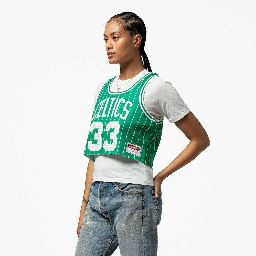Larry Bird Boston Celtics x DANNIJO Women's Fashion Cropped Basketball Jersey Kelly Green