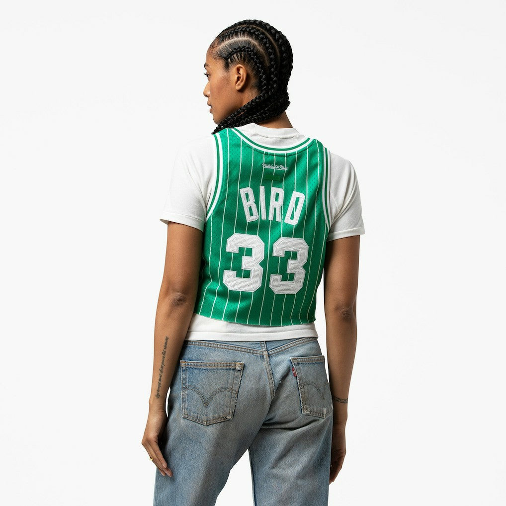 Larry Bird Boston Celtics x DANNIJO Women's Fashion Cropped Basketball Jersey Kelly Green