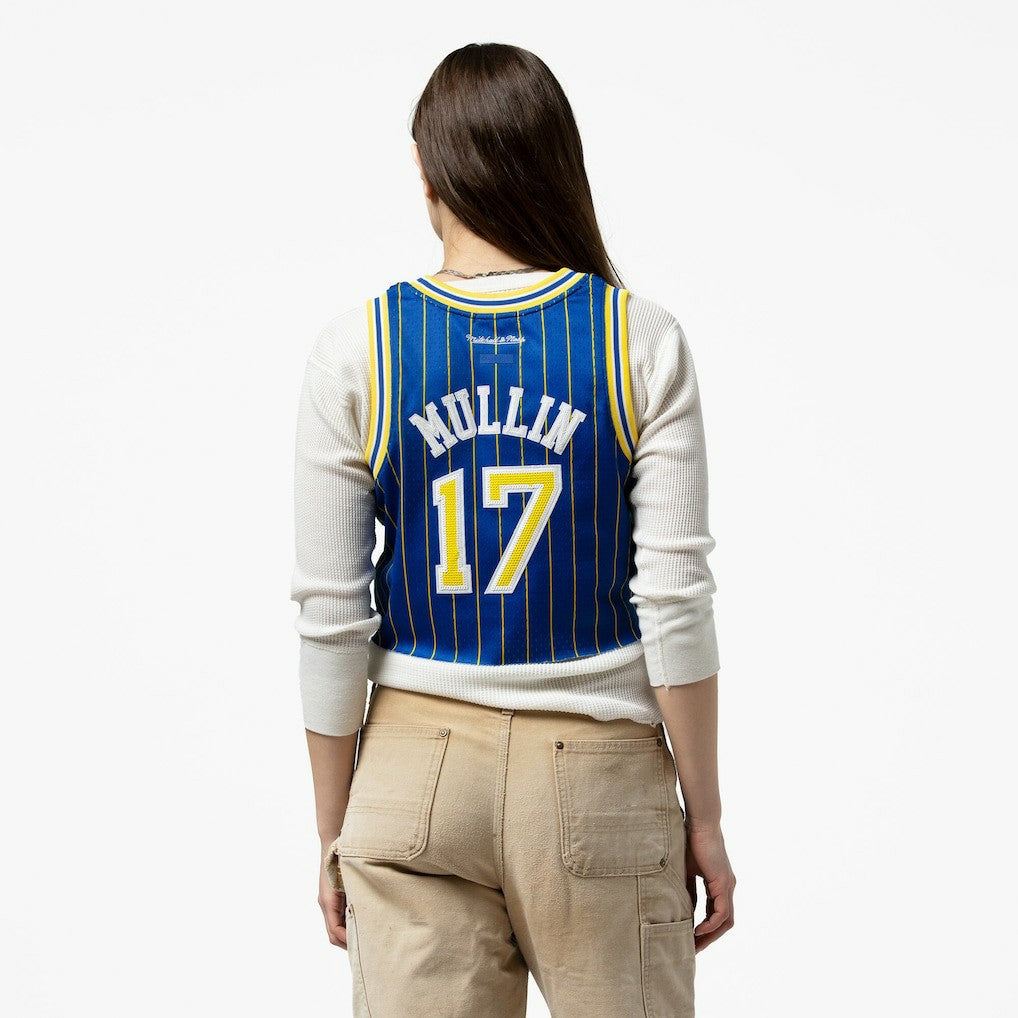 Chris Mullin Golden State Warriors x DANNIJO Women's Fashion Cropped Basketball Jersey Royal