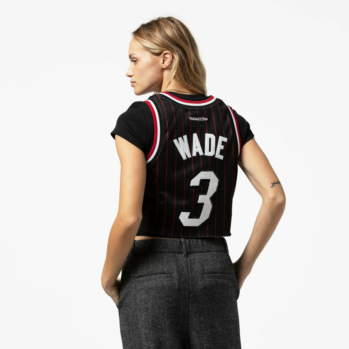 Dwyane Wade Miami Heat x DANNIJO Women's Fashion Cropped Basketball Jersey Black