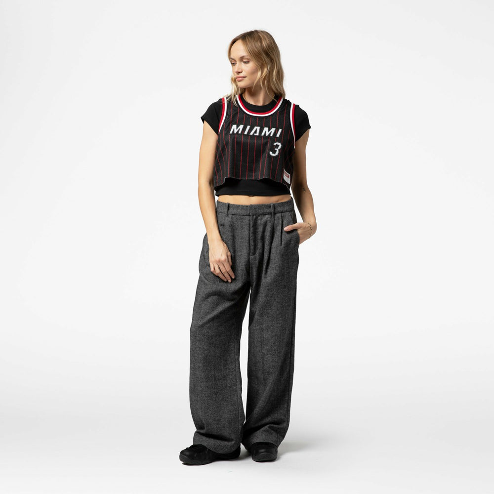 Dwyane Wade Miami Heat x DANNIJO Women's Fashion Cropped Basketball Jersey Black