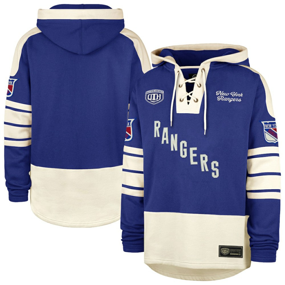 NHL New York Rangers '47 Blue Line Heritage Lacer Pullover Hoodie - Blue