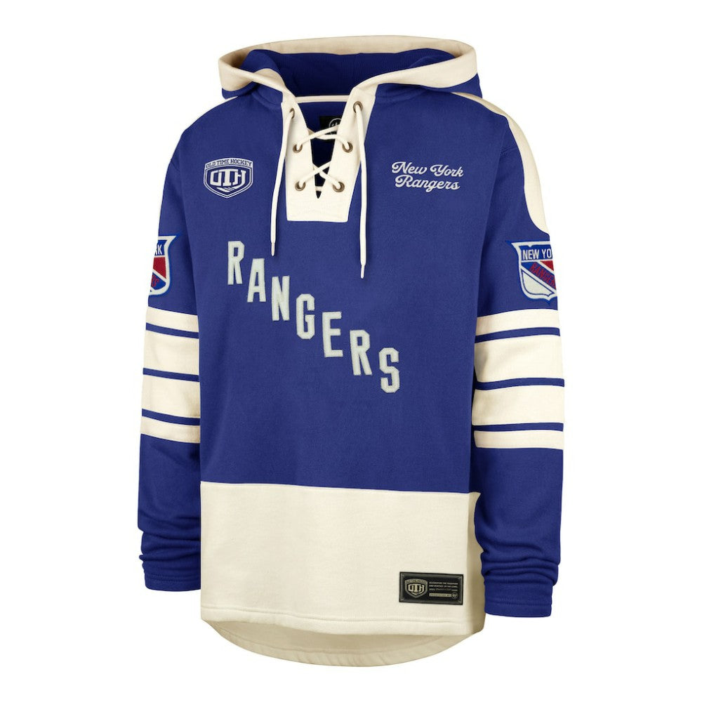 NHL New York Rangers '47 Blue Line Heritage Lacer Pullover Hoodie - Blue