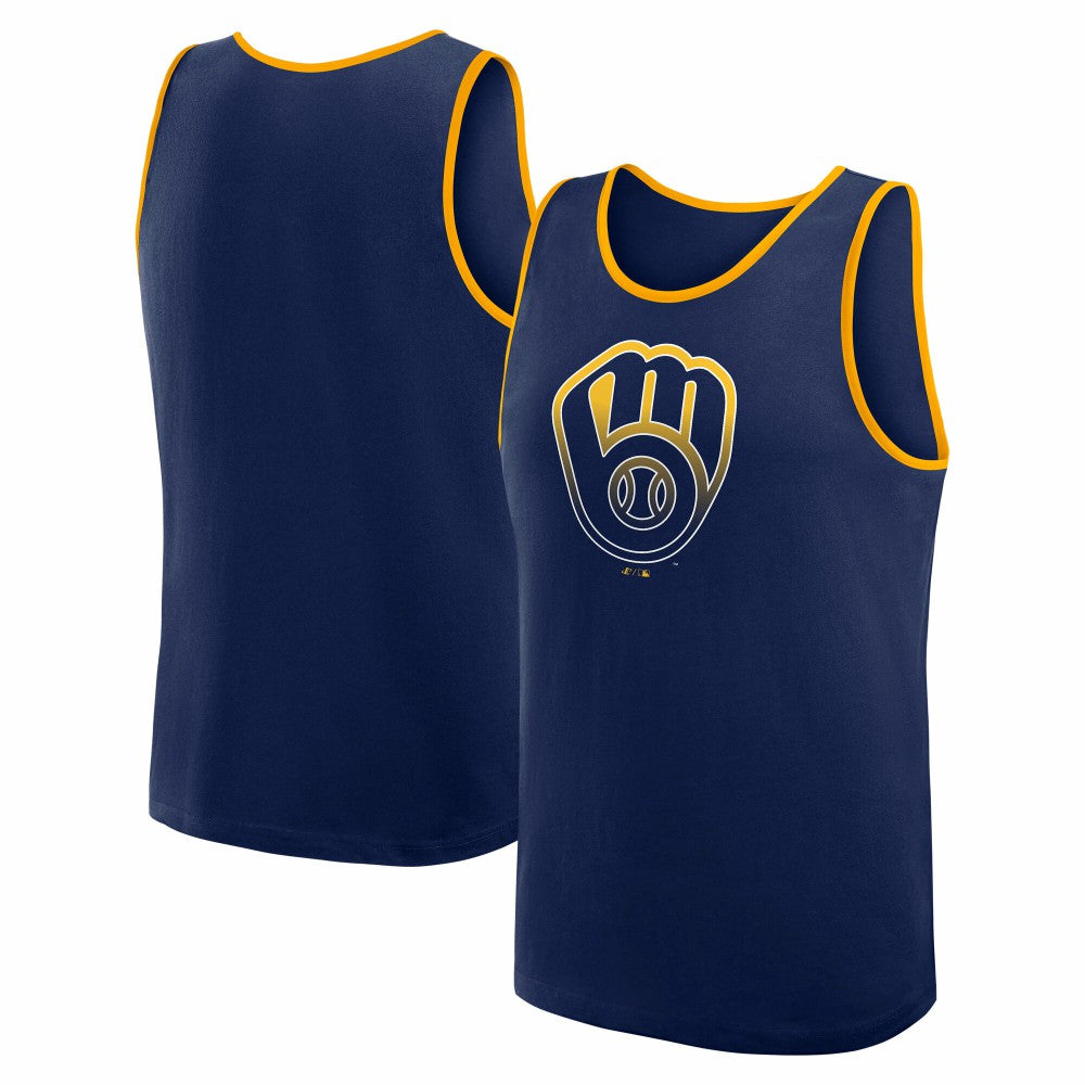 Milwaukee Brewers Logo Athletic Unmatched Success Tank Top - Navy Tanks