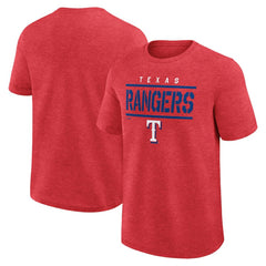 Texas Rangers Logo Athletic Top Notch T-Shirt - Heather Red T-shirts
