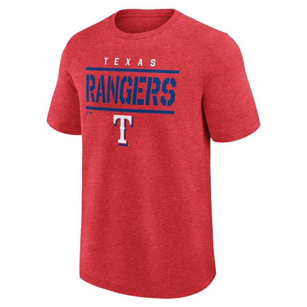 Texas Rangers Logo Athletic Top Notch T-Shirt - Heather Red T-shirts