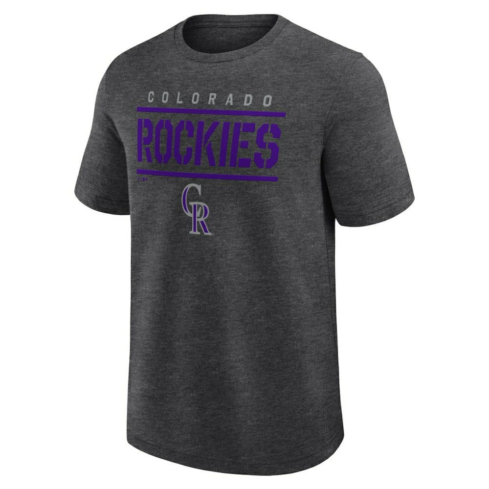 Colorado Rockies Logo Athletic Top Notch T-Shirt - Heather Charcoal T-shirts