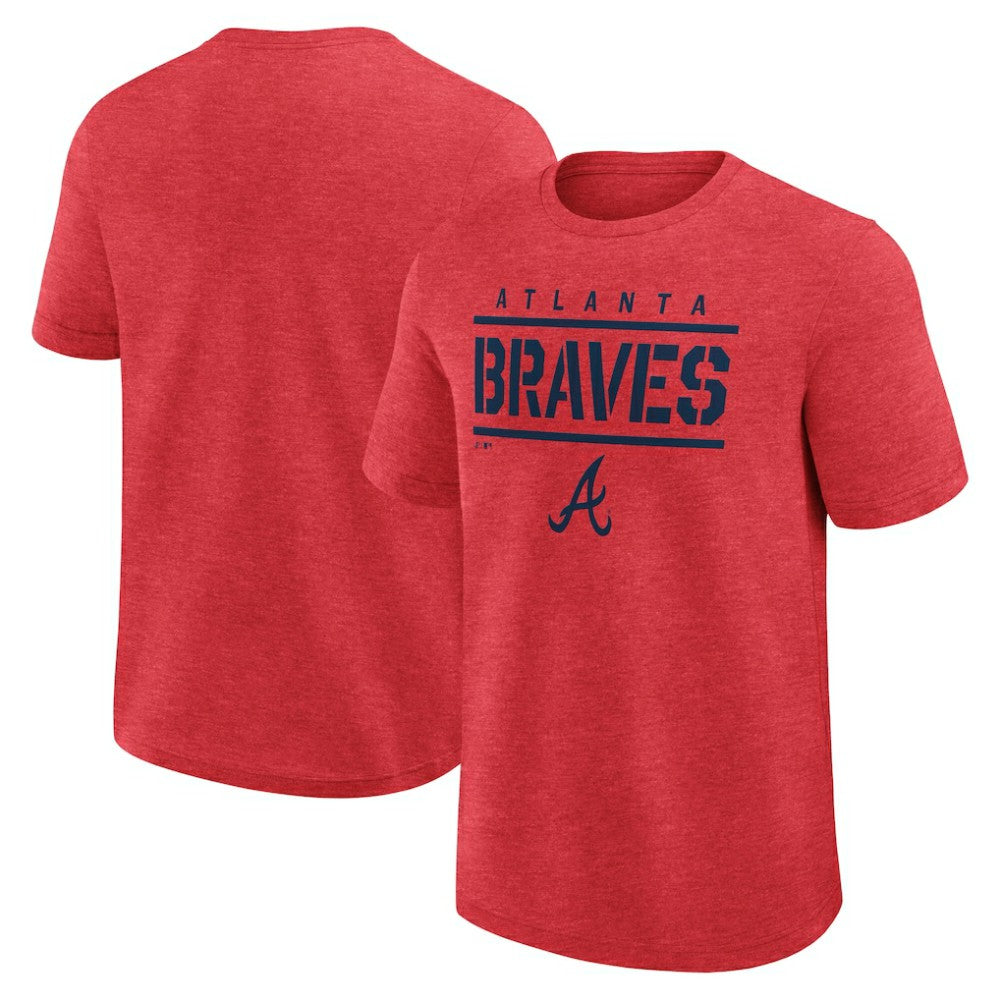 Atlanta Braves Logo Athletic Top Notch T-Shirt - Heather Red T-shirts