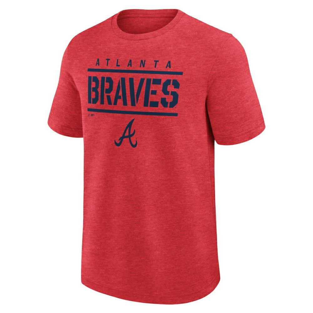 Atlanta Braves Logo Athletic Top Notch T-Shirt - Heather Red T-shirts