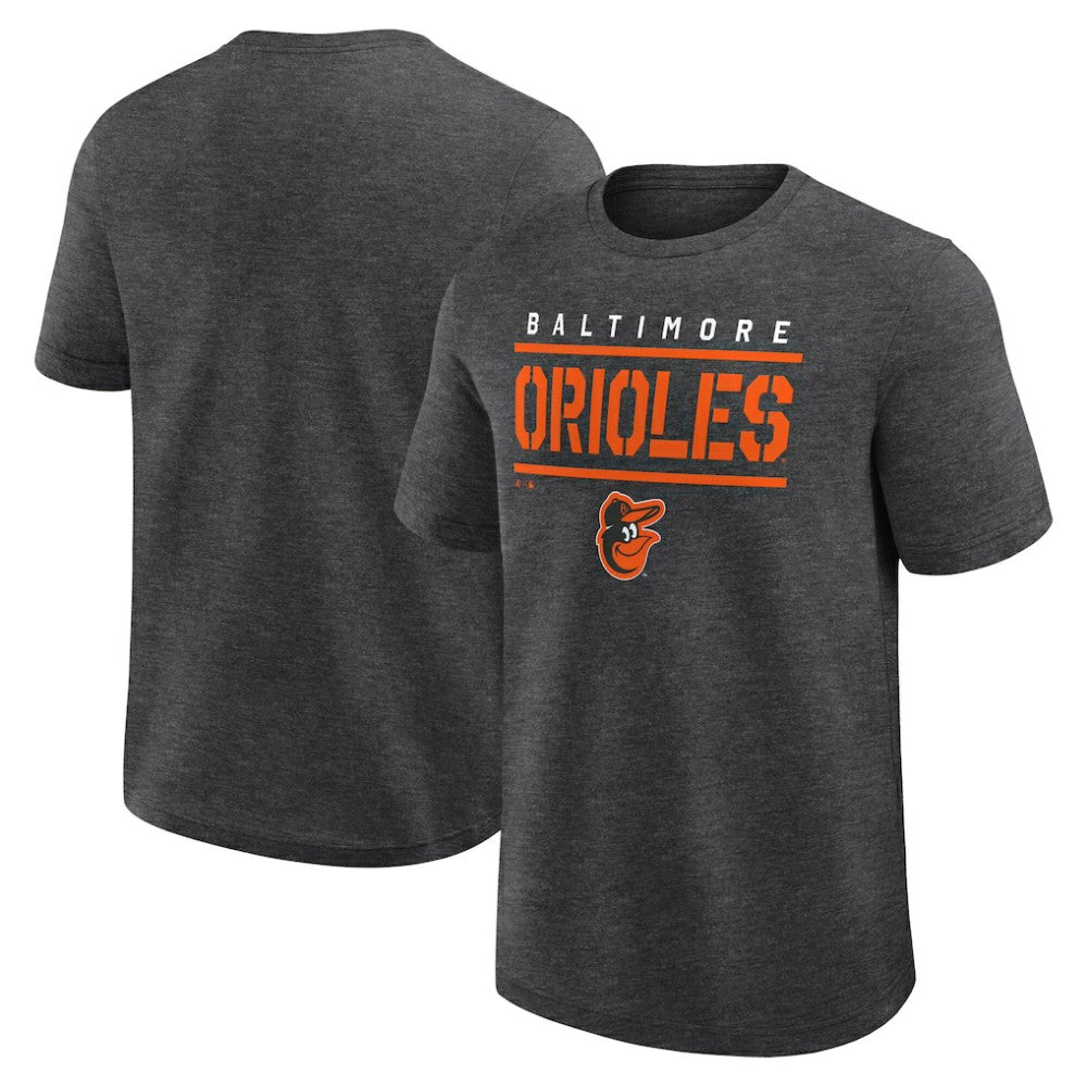 Baltimore Orioles Logo Athletic Top Notch T-Shirt - Heather Charcoal T-shirts