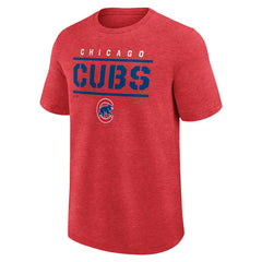 Chicago Cubs Logo Athletic Top Notch T-Shirt - Heather Red T-shirts
