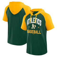Athletics Logo Athletic Prime Raglan Short Sleeve Hoodie T-Shirt - Green Hoodies