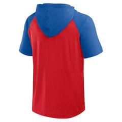 Philadelphia Phillies Logo Athletic Prime Raglan Short Sleeve Hoodie T-Shirt - Red Hoodies