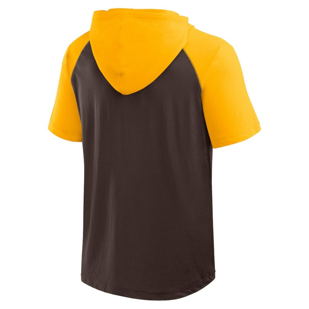 San Diego Padres Logo Athletic Prime Raglan Short Sleeve Hoodie T-Shirt - Brown Hoodies