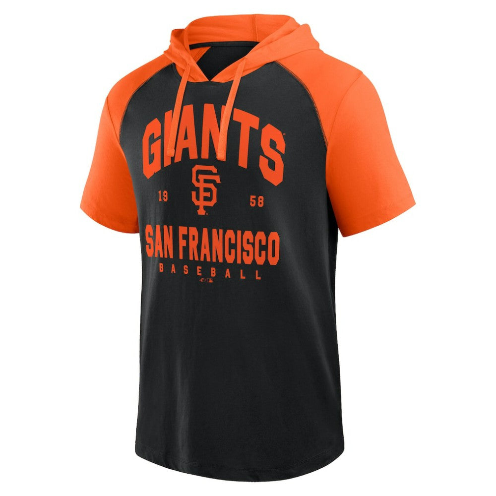 San Francisco Giants Logo Athletic Prime Raglan Short Sleeve Hoodie T-Shirt - Black Hoodies