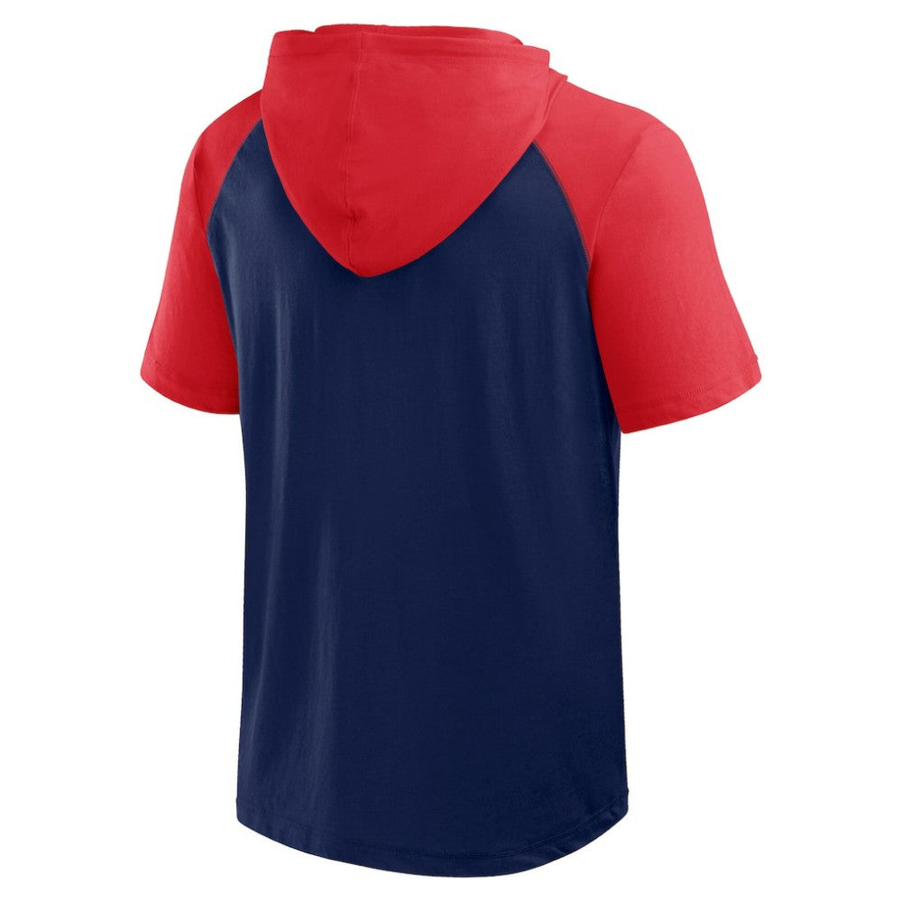 Boston Red Sox Logo Athletic Prime Raglan Short Sleeve Hoodie T-Shirt - Navy Hoodies