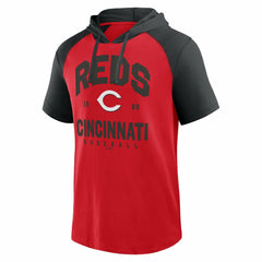 Cincinnati Reds Logo Athletic Prime Raglan Short Sleeve Hoodie T-Shirt - Red Hoodies