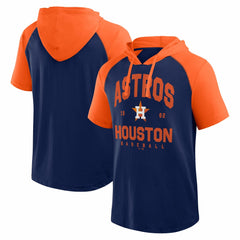Houston Astros Logo Athletic Prime Raglan Short Sleeve Hoodie T-Shirt - Navy Hoodies