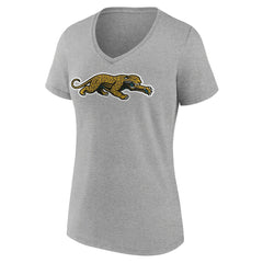 Jacksonville Jaguars Women's Classic Logo V-Neck T-Shirt Gray