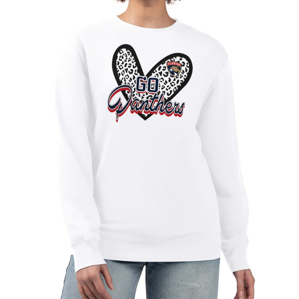 NHL Florida Panthers G-III 4Her by Carl Banks Women's Animal Print Heart Fleece Pullover Sweatshirt - White