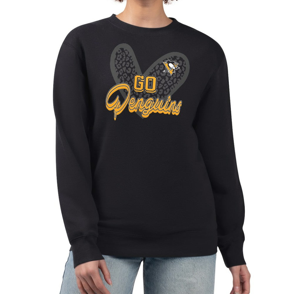 NHL Pittsburgh Penguins G-III 4Her by Carl Banks Women's Animal Print Heart Fleece Pullover Sweatshirt - Black