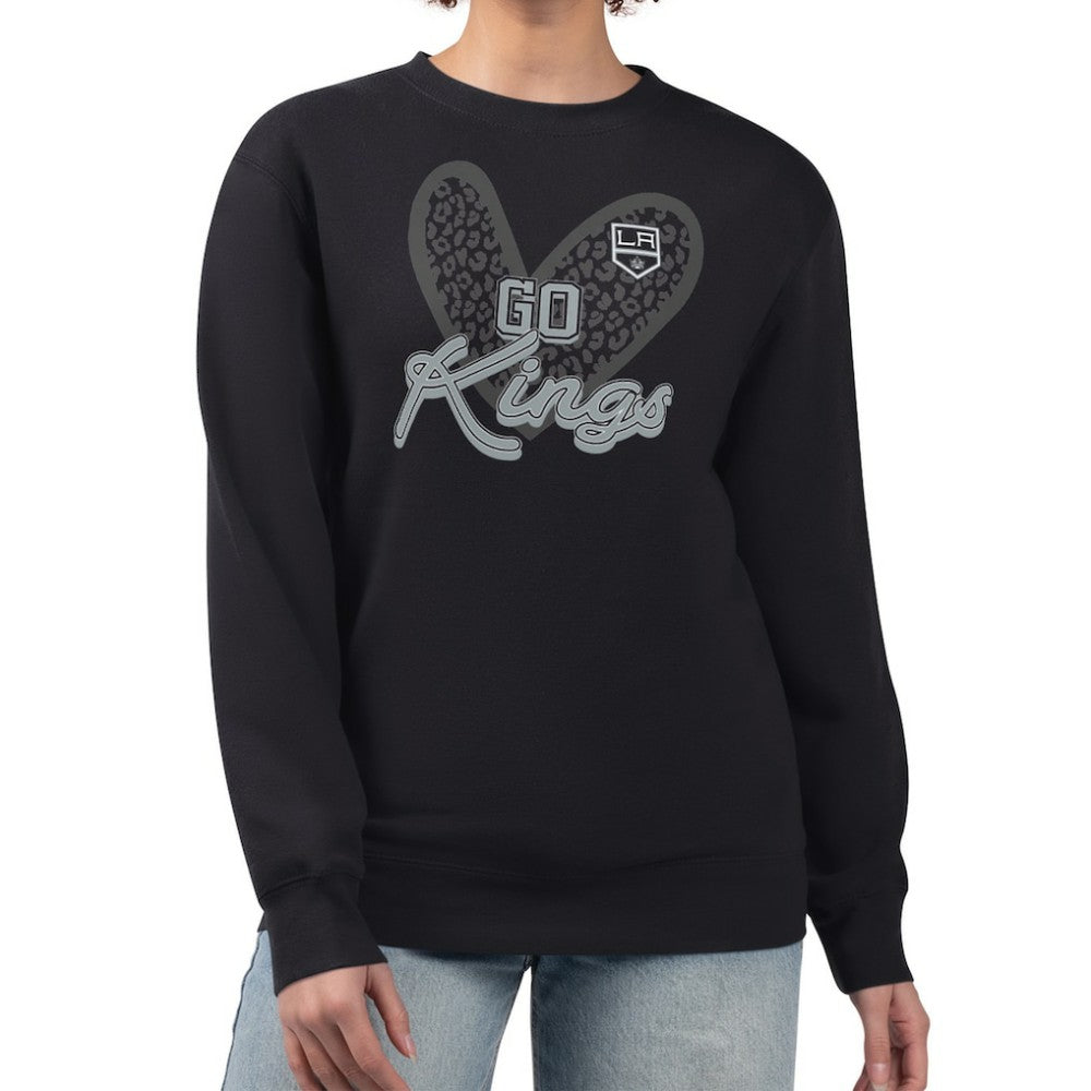 NHL Los Angeles Kings G-III 4Her by Carl Banks Women's Animal Print Heart Fleece Pullover Sweatshirt - Black