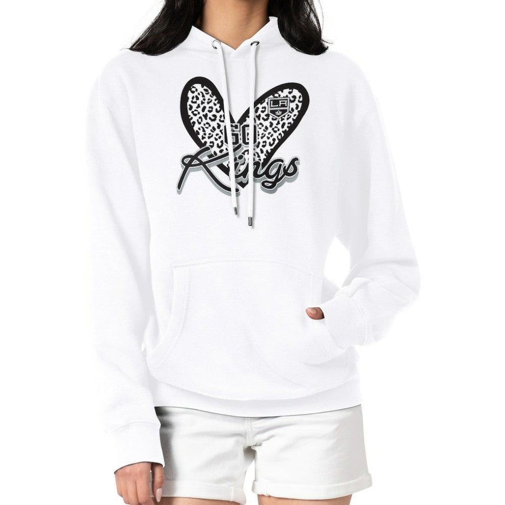 NHL Los Angeles Kings G-III 4Her by Carl Banks Women's Animal Print Heart Fleece Pullover Hoodie - White