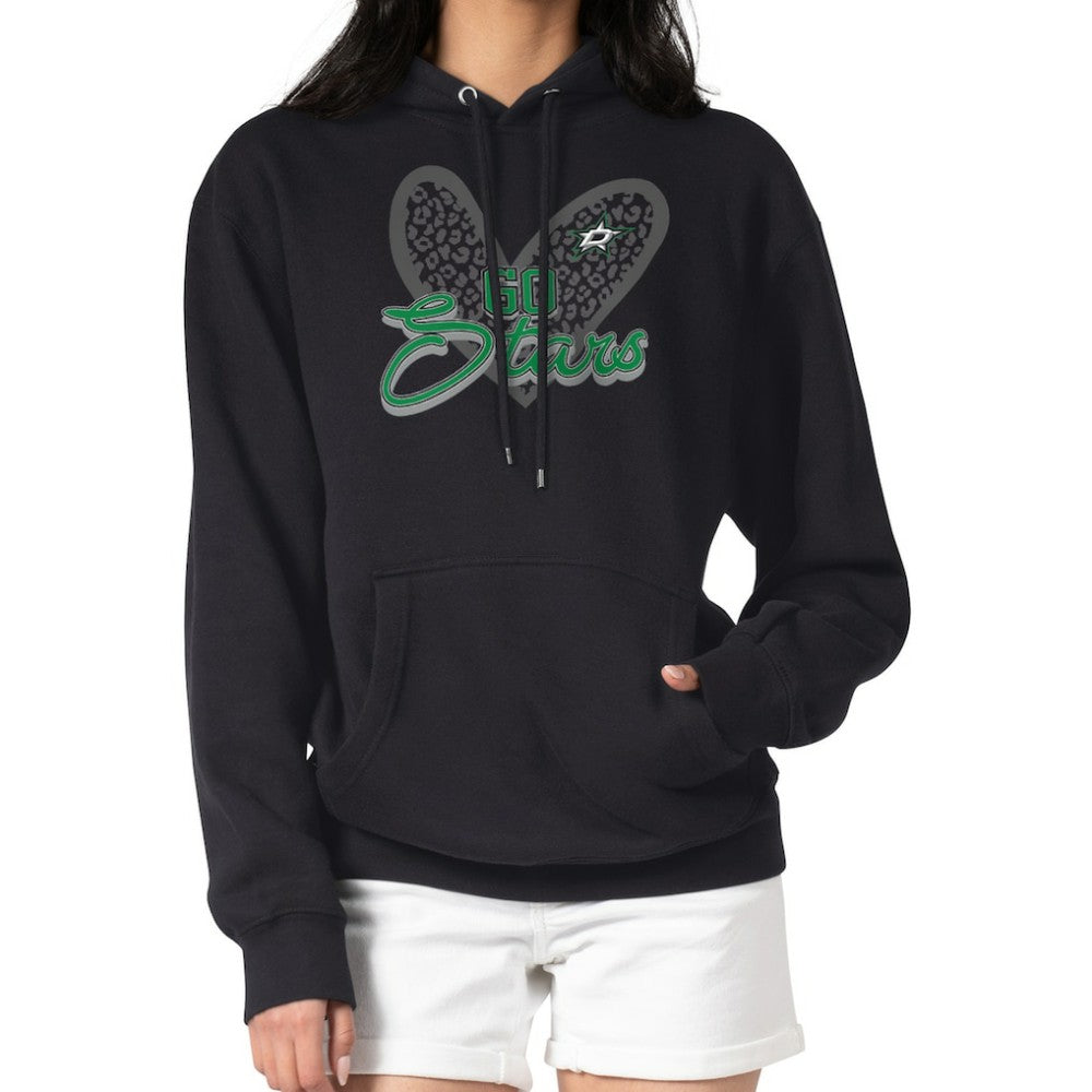 NHL Dallas Stars G-III 4Her by Carl Banks Women's Animal Print Heart Fleece Pullover Hoodie - Black