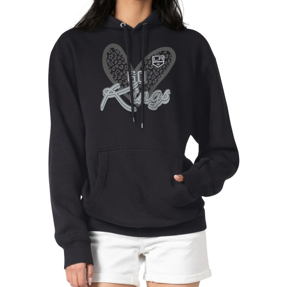 NHL Los Angeles Kings G-III 4Her by Carl Banks Women's Animal Print Heart Fleece Pullover Hoodie - Black