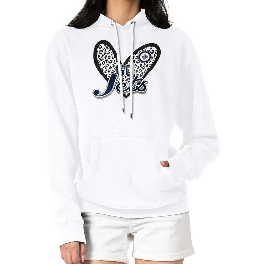 NHL Winnipeg Jets G-III 4Her by Carl Banks Women's Animal Print Heart Fleece Pullover Hoodie - White