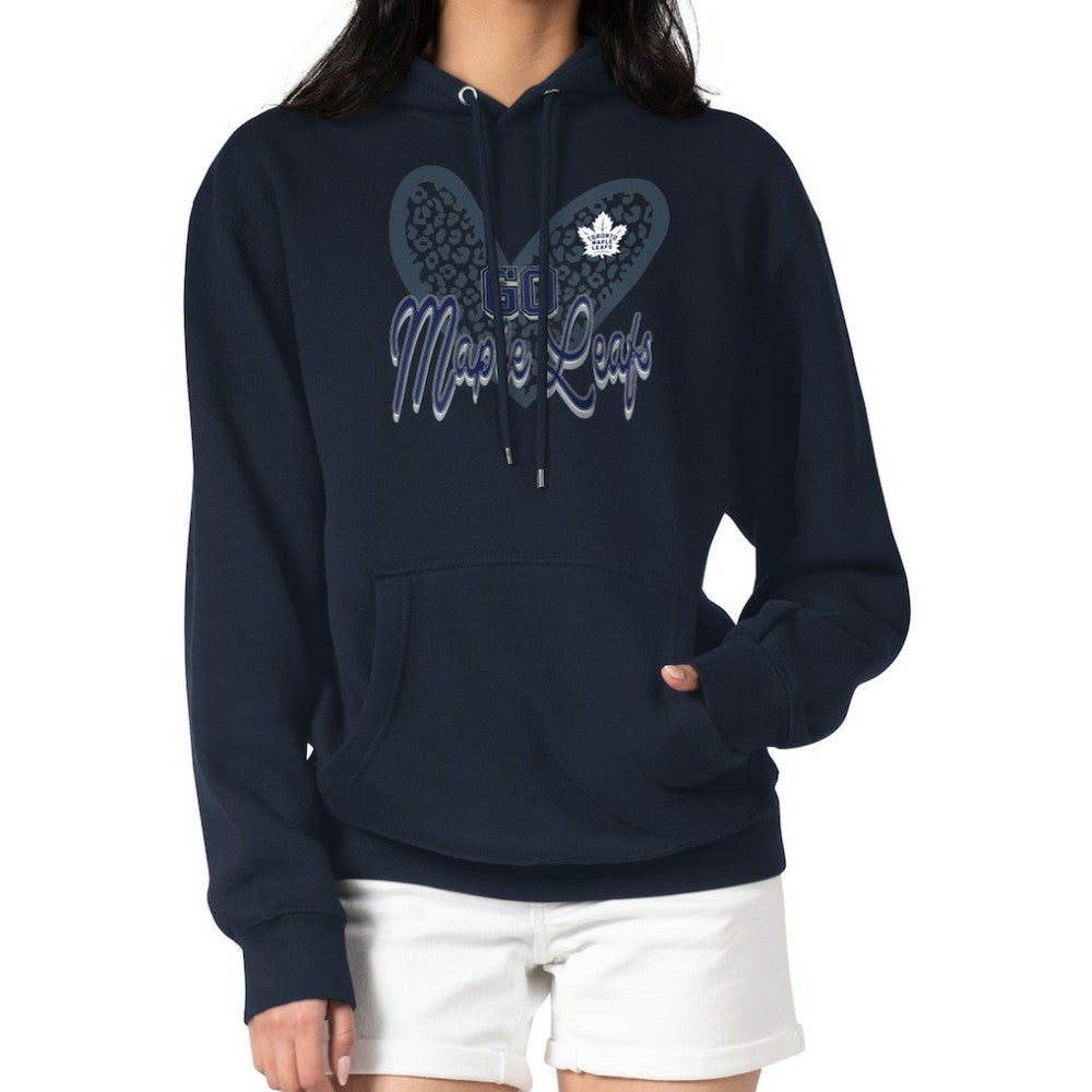 NHL Toronto Maple Leafs G-III 4Her by Carl Banks Women's Animal Print Heart Fleece Pullover Hoodie - Navy