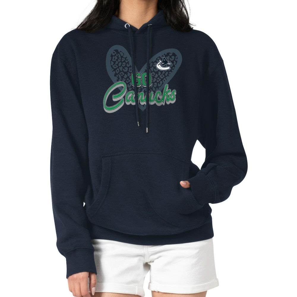 NHL Vancouver Canucks G-III 4Her by Carl Banks Women's Animal Print Heart Fleece Pullover Hoodie - Navy