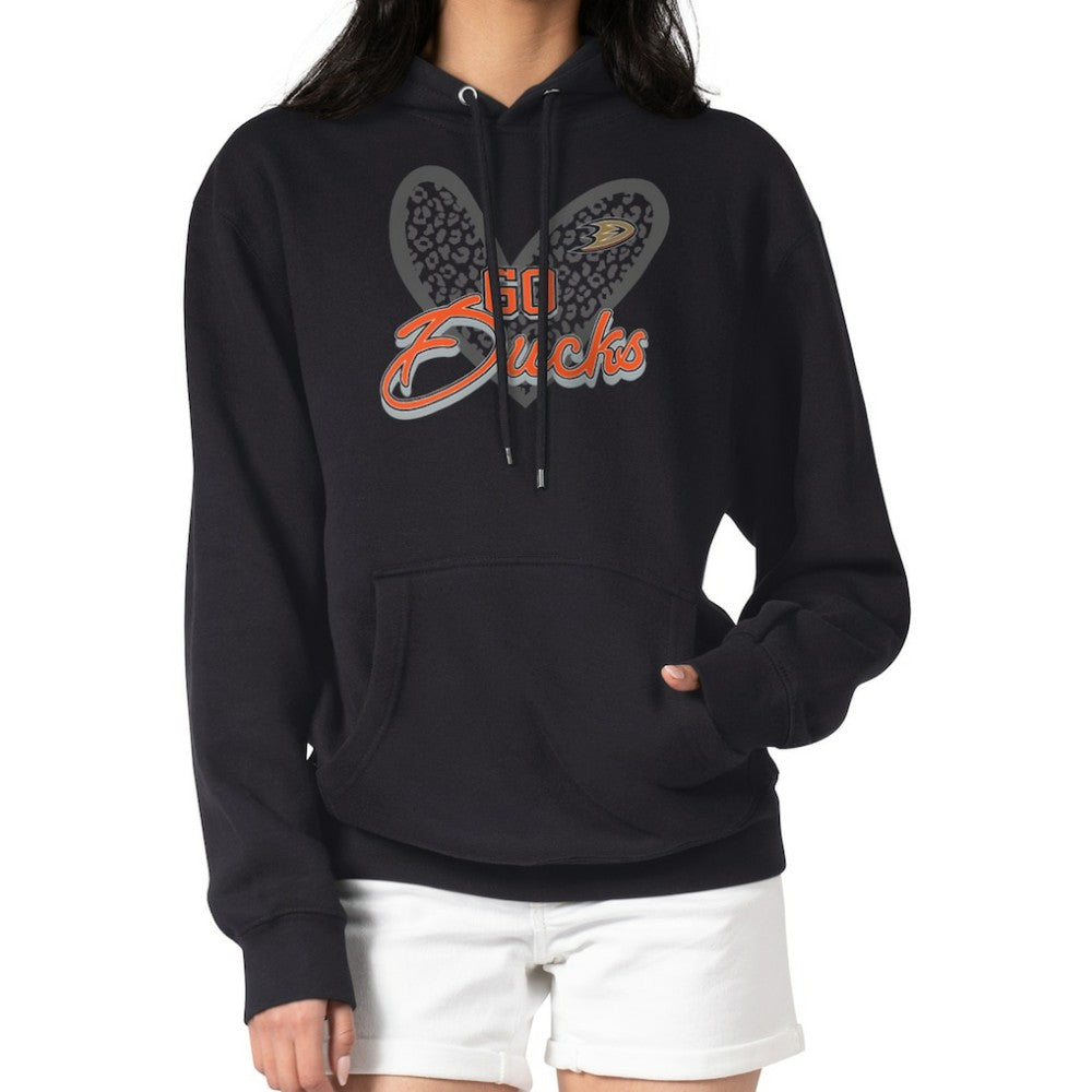 NHL Anaheim Ducks G-III 4Her by Carl Banks Women's Animal Print Heart Fleece Pullover Hoodie - Black