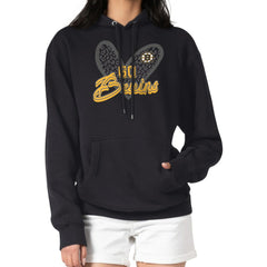 NHL Boston Bruins G-III 4Her by Carl Banks Women's Animal Print Heart Fleece Pullover Hoodie - Black