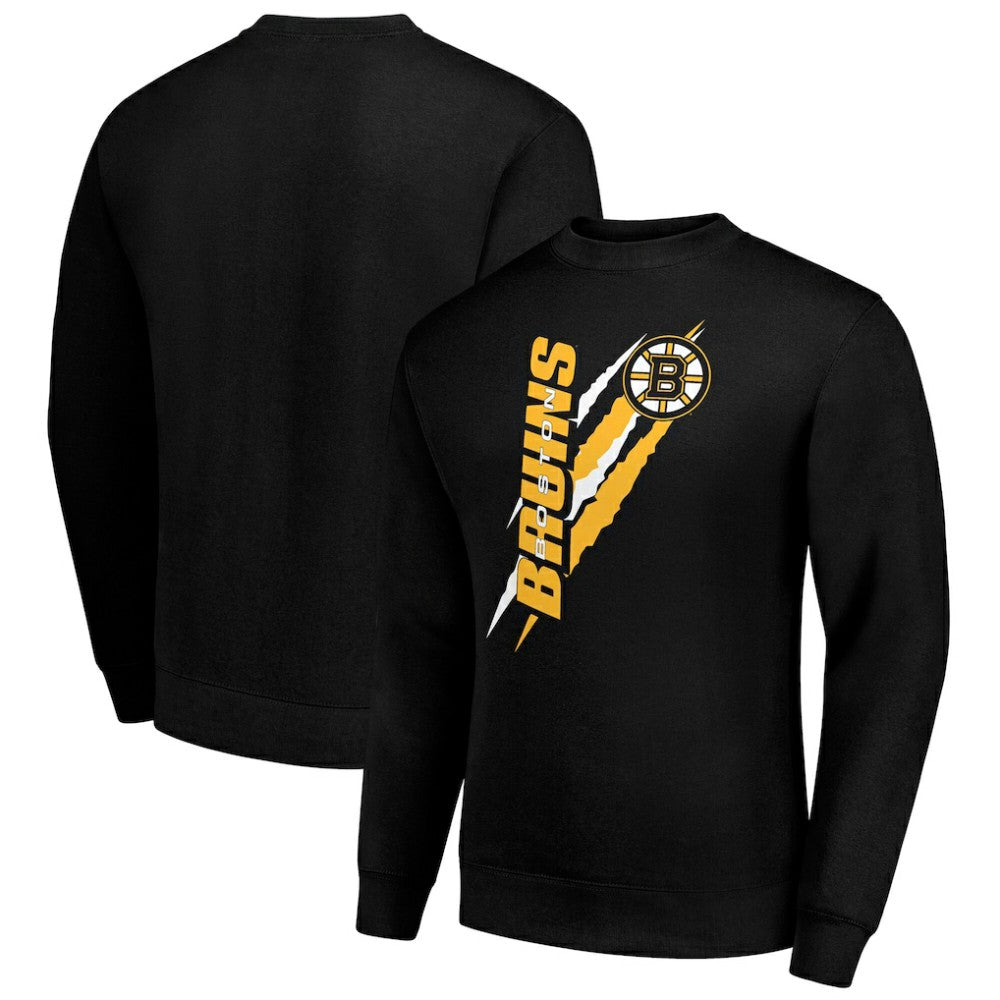 NHL Boston Bruins Starter Color Scratch Pullover Sweatshirt - Black