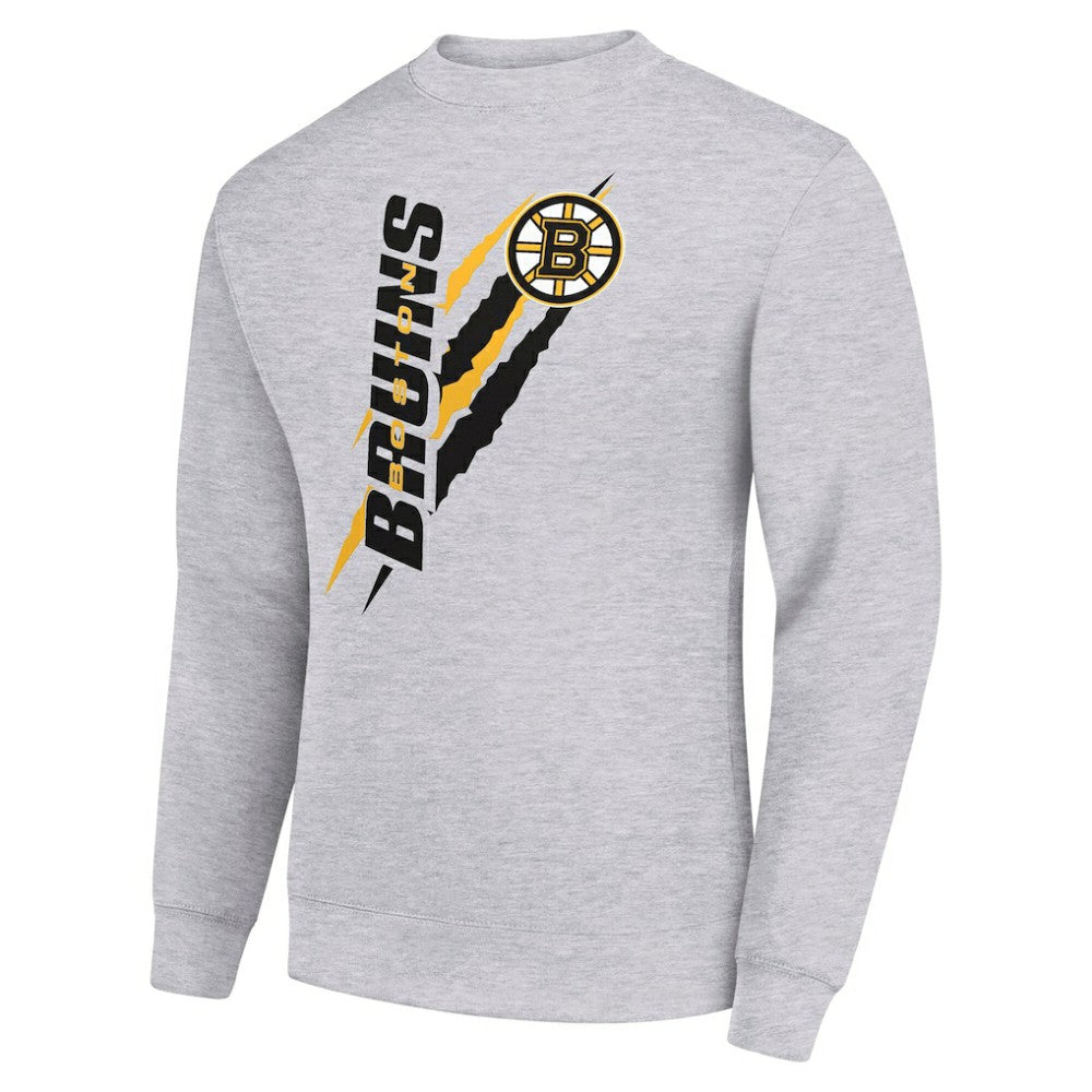 NHL Boston Bruins Starter Color Scratch Pullover Sweatshirt - Heather Gray