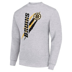 NHL Boston Bruins Starter Color Scratch Pullover Sweatshirt - Heather Gray
