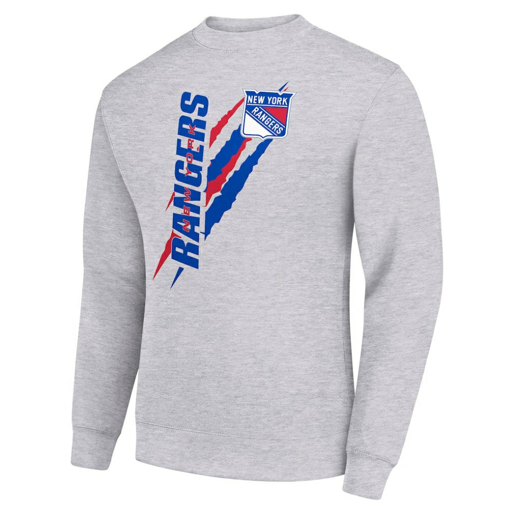 NHL New York Rangers Starter Color Scratch Pullover Sweatshirt - Heather Gray