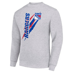NHL New York Rangers Starter Color Scratch Pullover Sweatshirt - Heather Gray