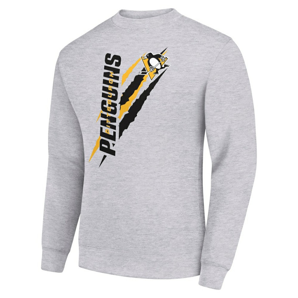 NHL Pittsburgh Penguins Starter Color Scratch Pullover Sweatshirt - Heather Gray