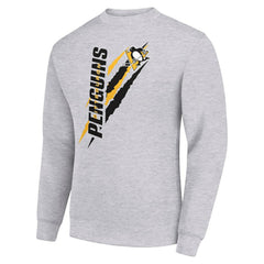 NHL Pittsburgh Penguins Starter Color Scratch Pullover Sweatshirt - Heather Gray