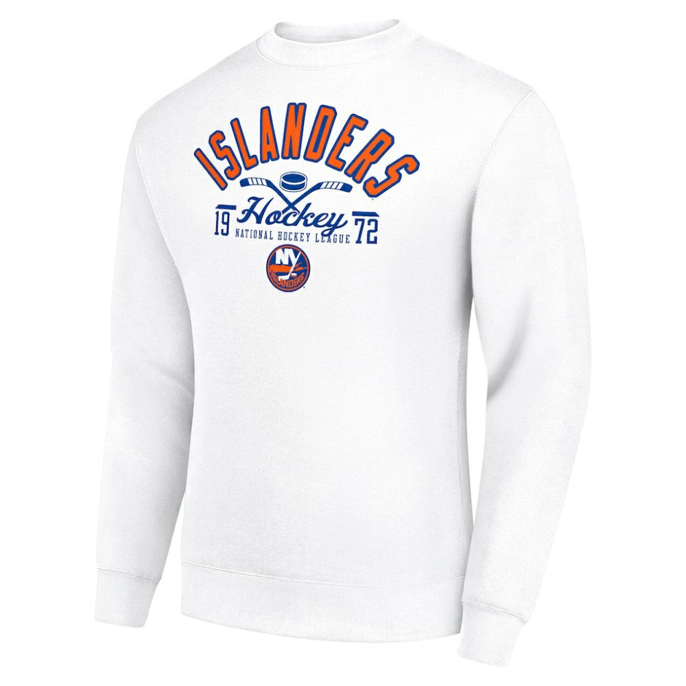 NHL New York Islanders Starter Stick And Puck Logo Fleece Pullover Sweatshirt - White