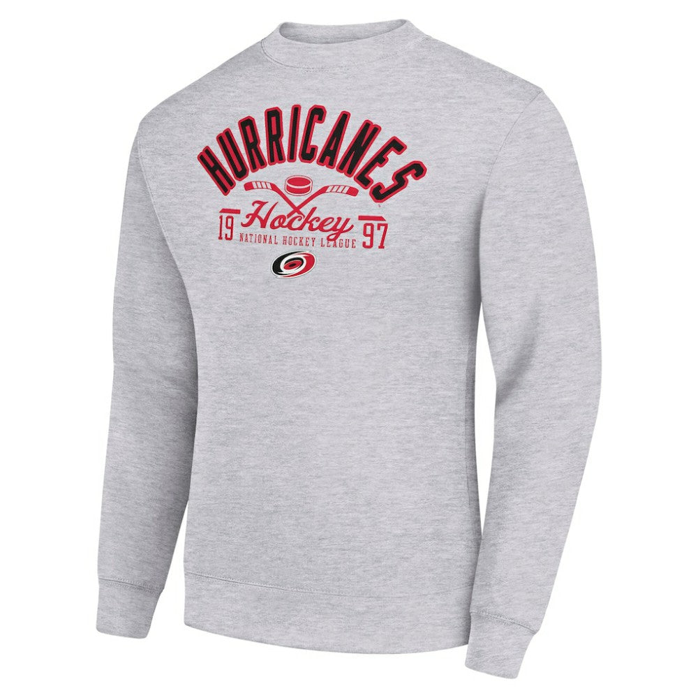 NHL Carolina Hurricanes Starter Stick And Puck Logo Fleece Pullover Sweatshirt - Heather Gray