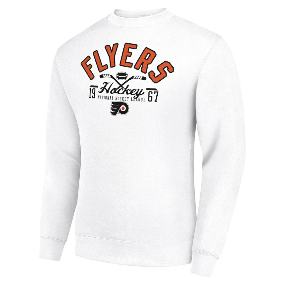 NHL Philadelphia Flyers Starter Stick And Puck Logo Fleece Pullover Sweatshirt - White
