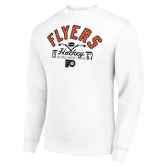 NHL Philadelphia Flyers Starter Stick And Puck Logo Fleece Pullover Sweatshirt - White
