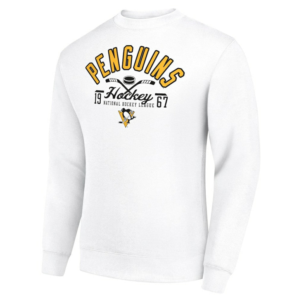 NHL Pittsburgh Penguins Starter Stick And Puck Logo Fleece Pullover Sweatshirt - White