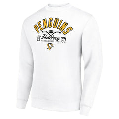 NHL Pittsburgh Penguins Starter Stick And Puck Logo Fleece Pullover Sweatshirt - White